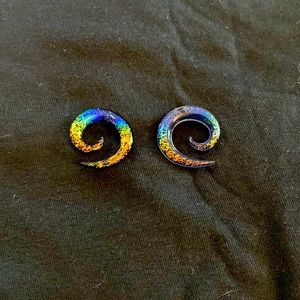 Glass rainbow four gauge earrings